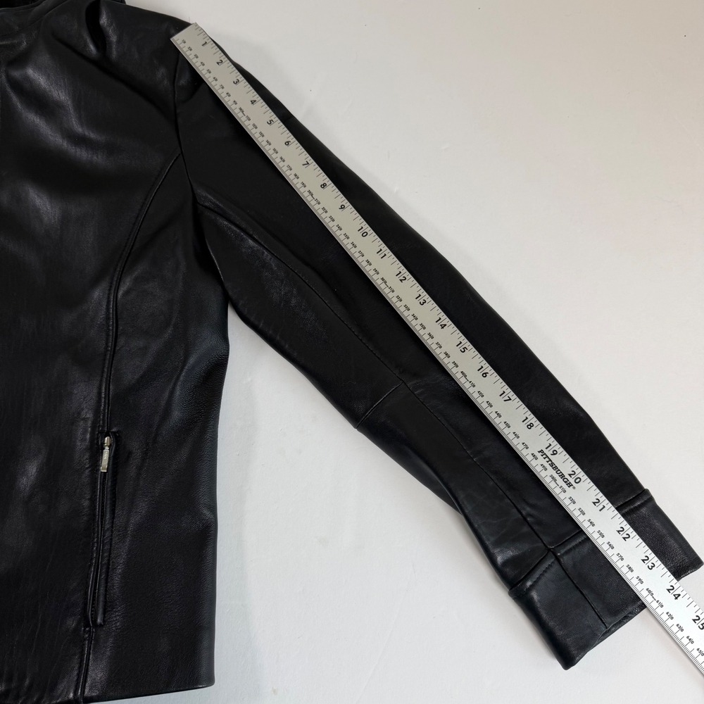 Genuine Leather Jacket Black M Moto Minimalist Biker Classic - Picture 4 of 10